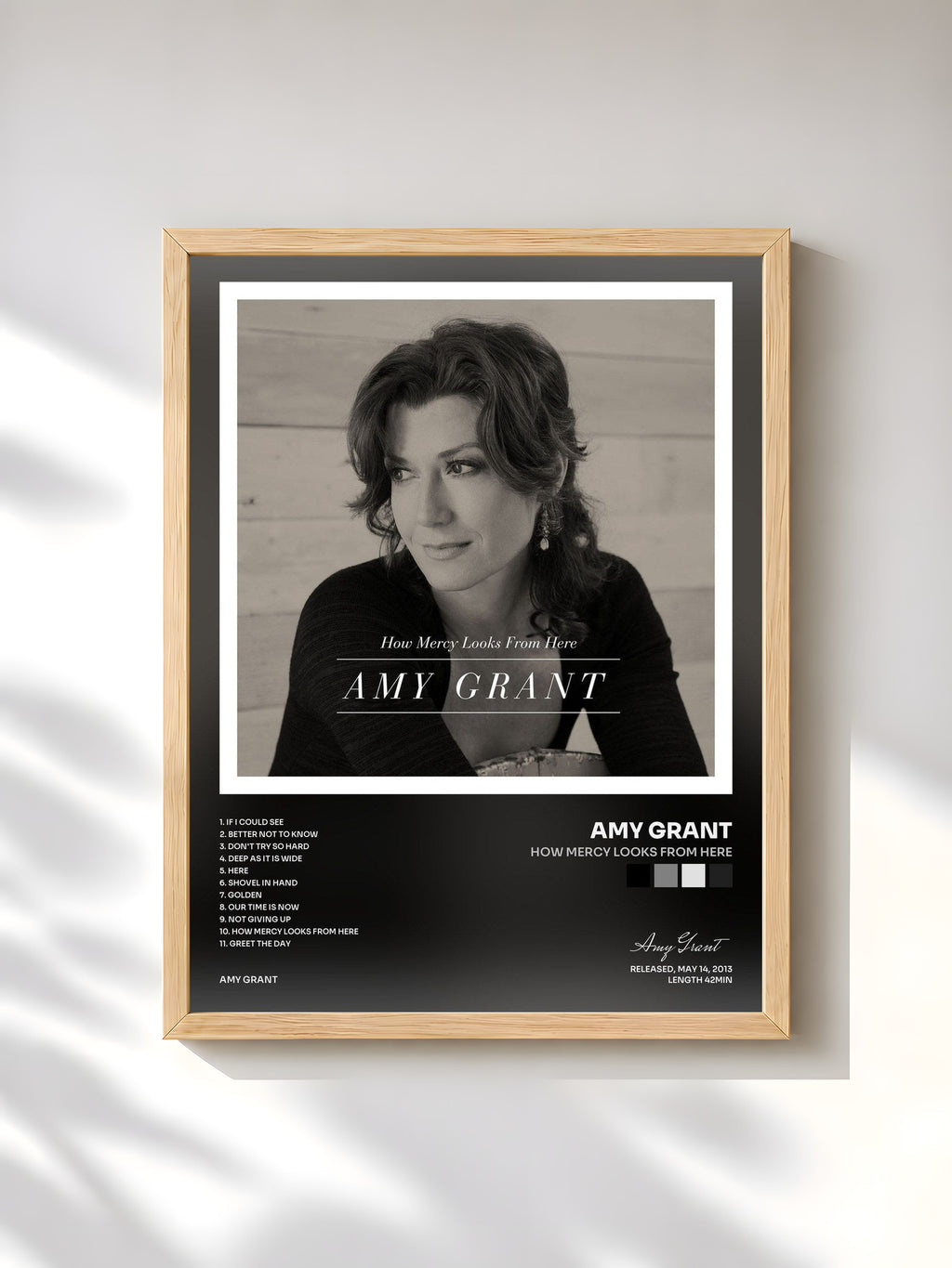 #bois Tableau de l'album How Mercy Looks From Here de Amy Grant, cadre en bois brut, imprimé et encadré en France
