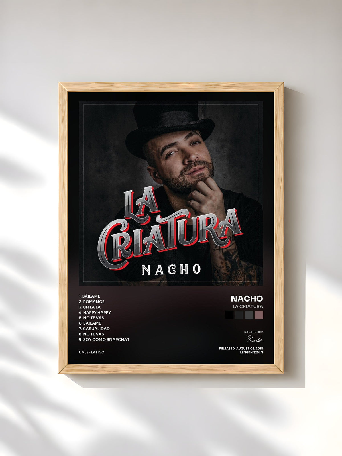 #bois Tableau de l'album La Criatura de Nacho, cadre en bois brut, imprimé et encadré en France