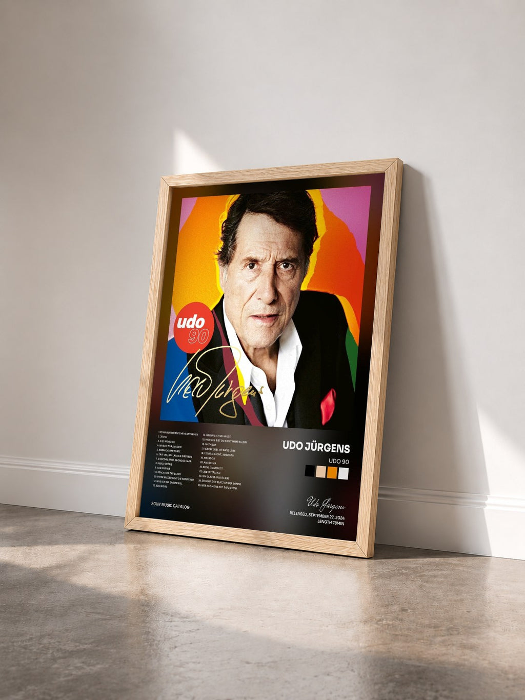 #bois Tableau de l'album udo 90 de Udo Jürgens vu de trois quarts, cadre en bois brut