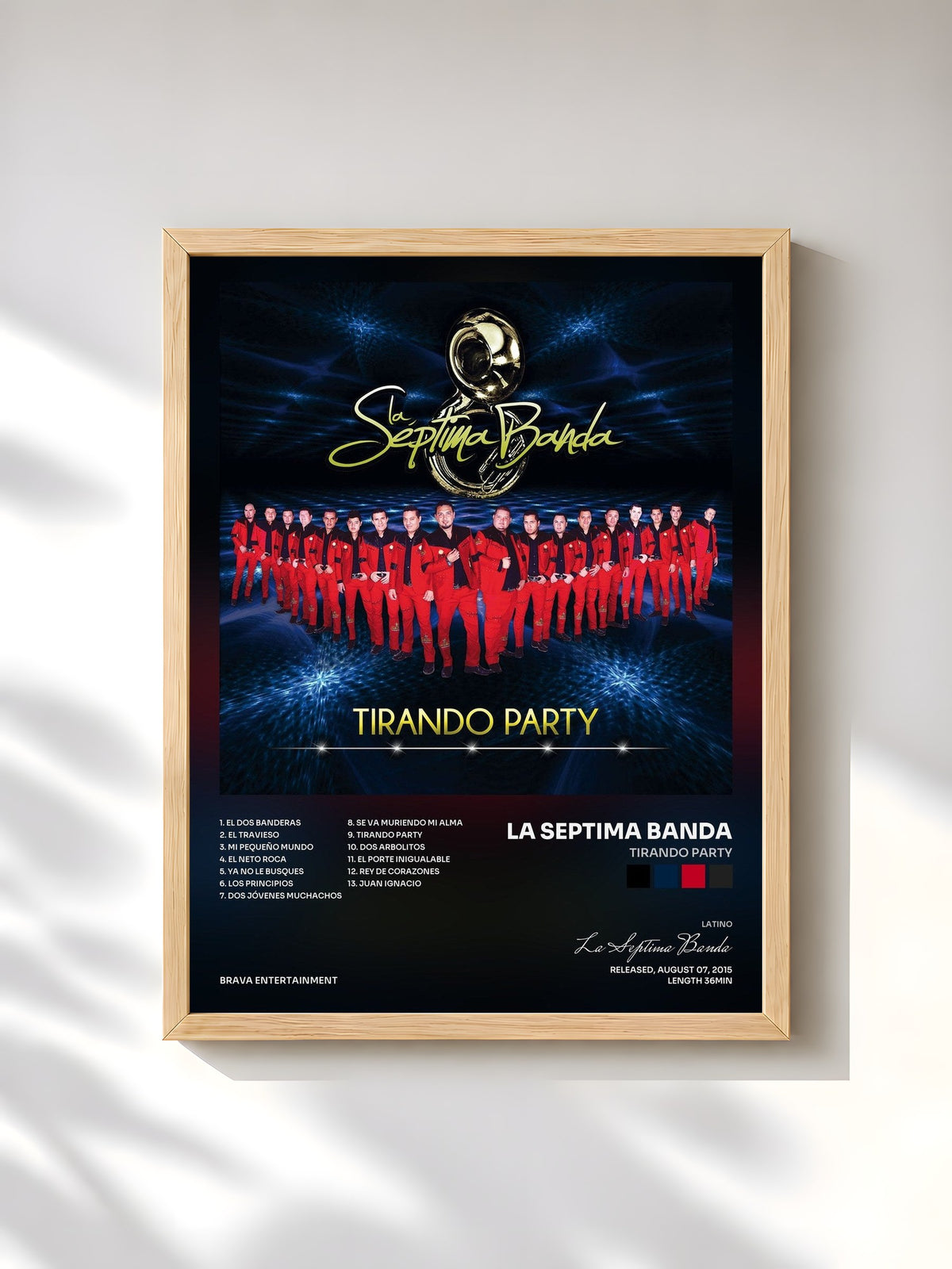 #bois Tableau de l'album Tirando Party de La Septima Banda, cadre en bois brut, imprimé et encadré en France