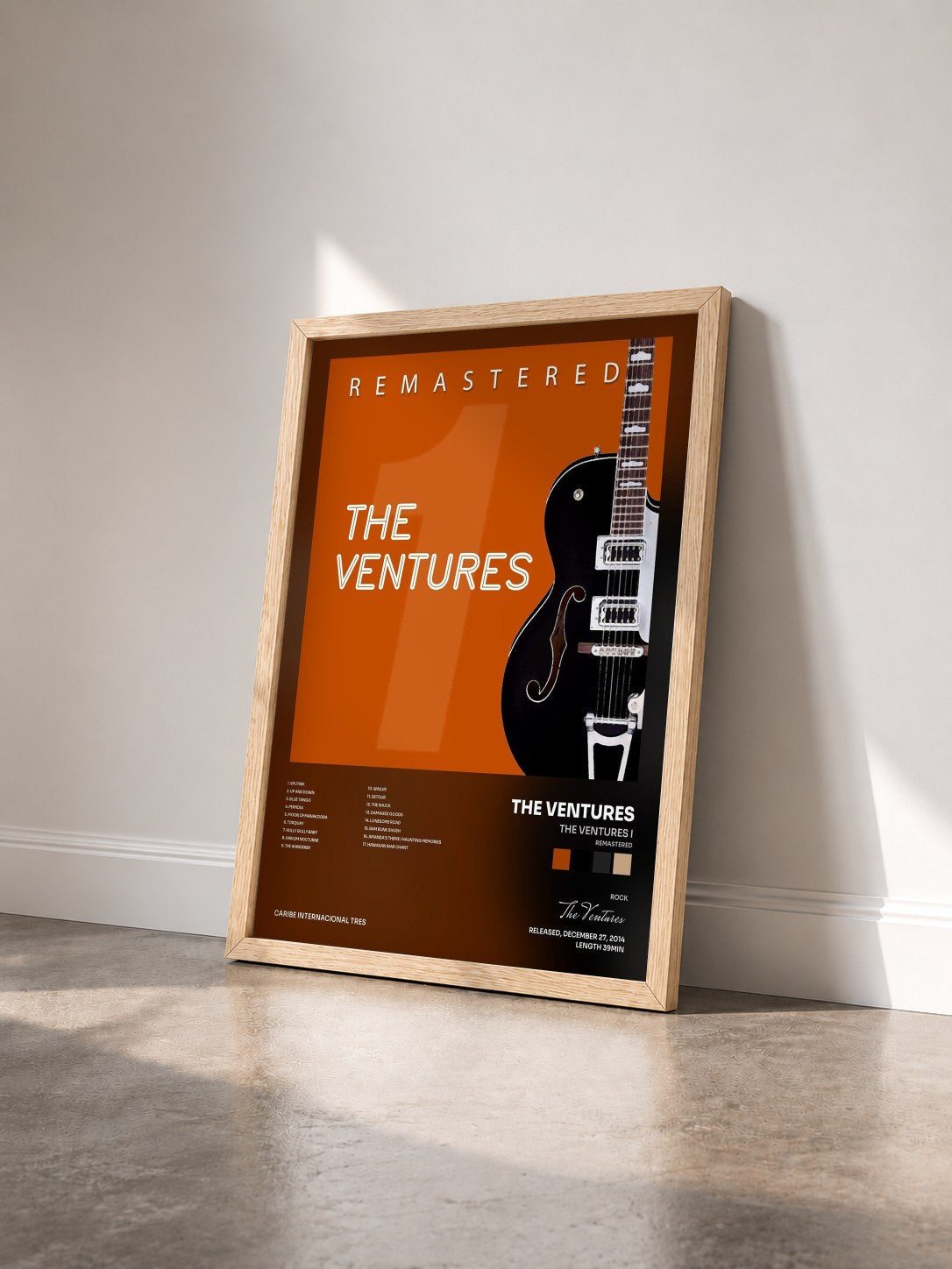 #bois Tableau de l'album The Ventures I (Remastered) de The Ventures vu de trois quarts, cadre en bois brut