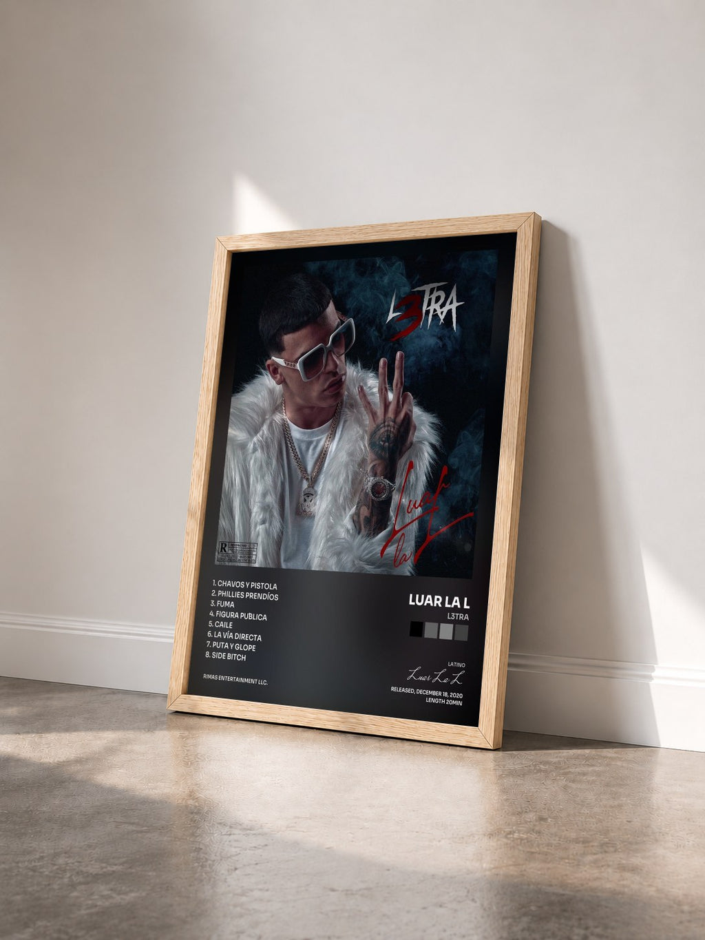 #bois Tableau de l'album L3tra de Luar La L vu de trois quarts, cadre en bois brut