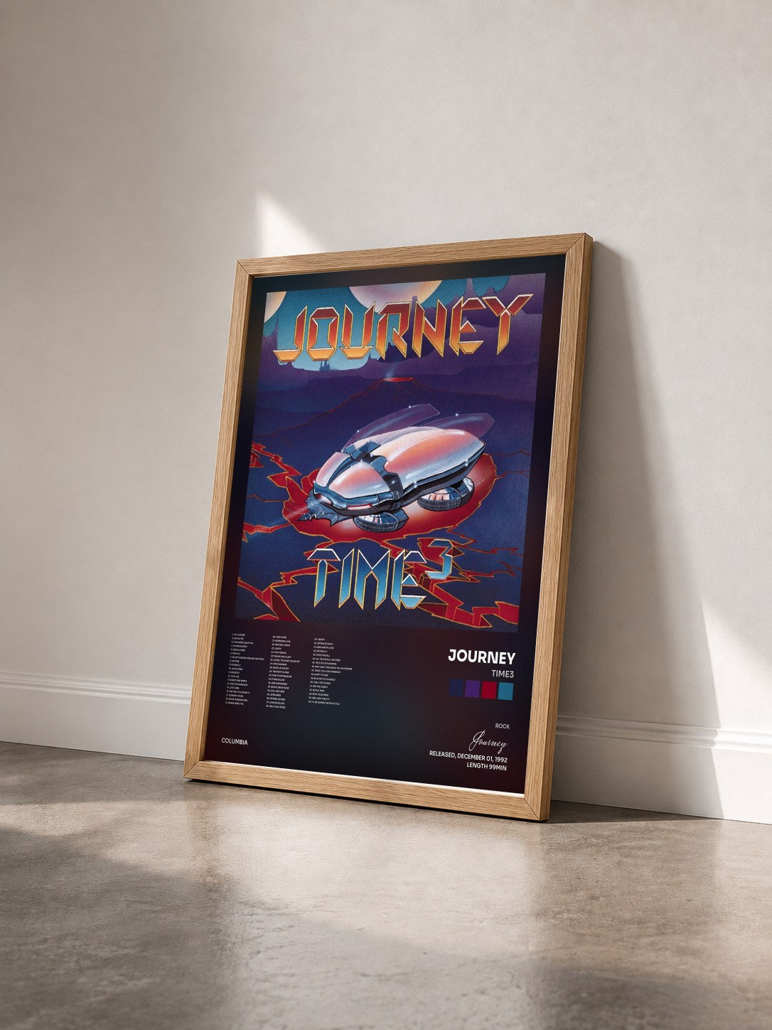 #bois Tableau de l'album Time3 de Journey vu de trois quarts, cadre en bois brut