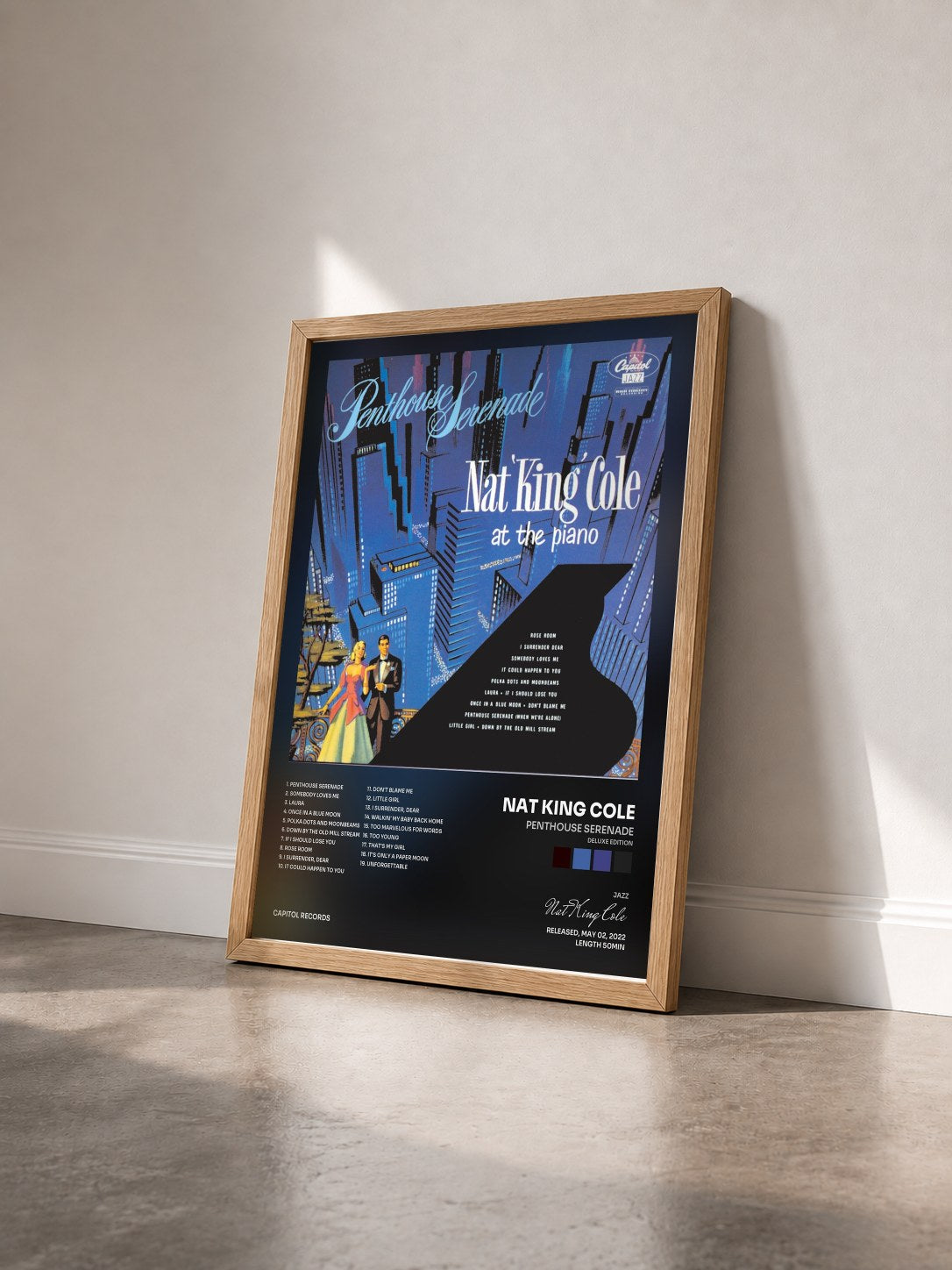 #bois Tableau de l'album Penthouse Serenade (Deluxe Edition) de Nat King Cole vu de trois quarts, cadre en bois brut