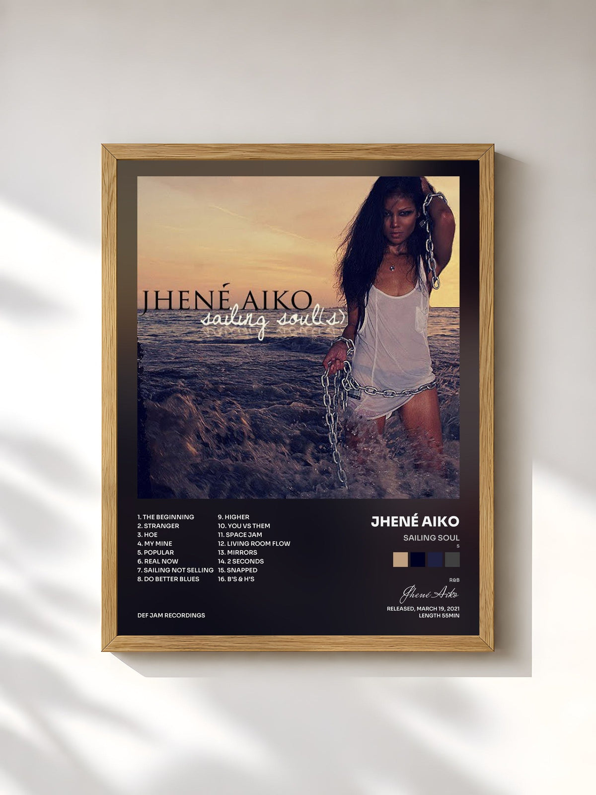 #bois Tableau de l'album Sailing Soul(s) de Jhené Aiko, cadre en bois brut, imprimé et encadré en France