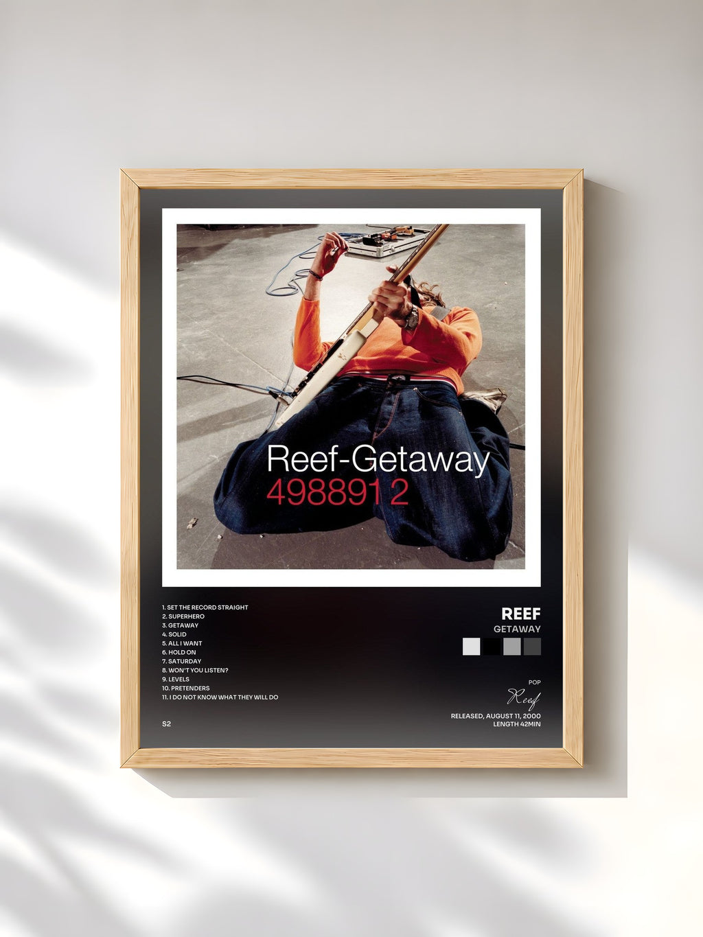 #bois Tableau de l'album Getaway de Reef, cadre en bois brut, imprimé et encadré en France