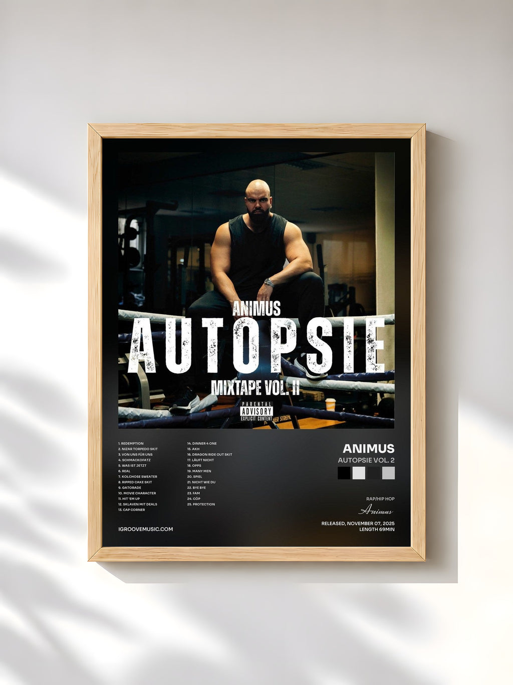 #bois Tableau de l'album Autopsie Vol. 2 de Animus, cadre en bois brut, imprimé et encadré en France
