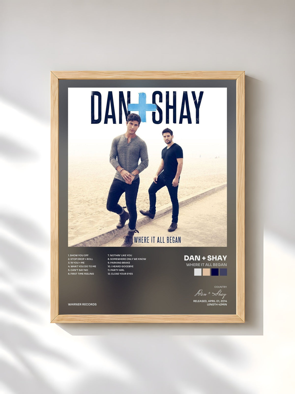 #bois Tableau de l'album Where It All Began de Dan + Shay, cadre en bois brut, imprimé et encadré en France