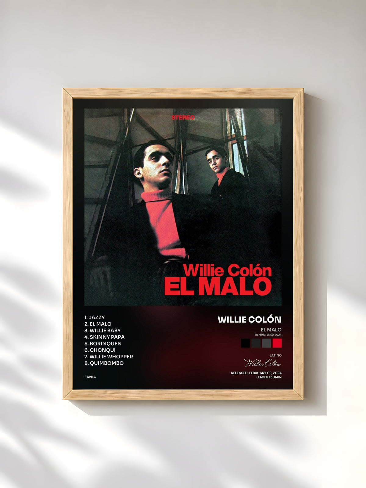 #bois Tableau de l'album El Malo (Remastered 2024) de Willie Colón, cadre en bois brut, imprimé et encadré en France