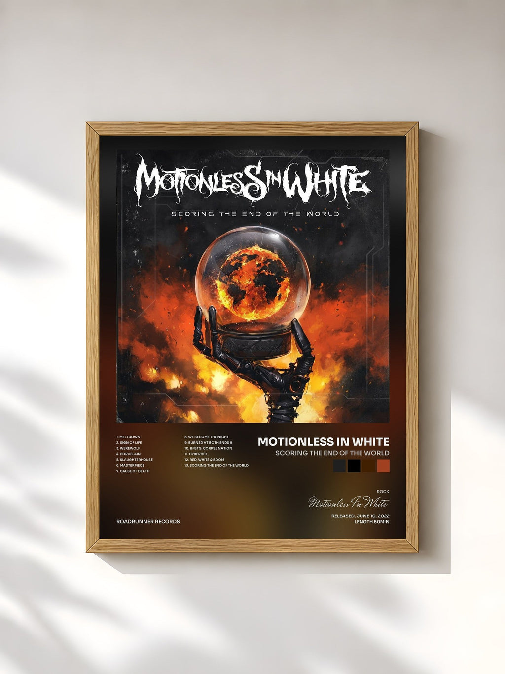 #bois Tableau de l'album Scoring The End Of The World de Motionless In White, cadre en bois brut, imprimé et encadré en France