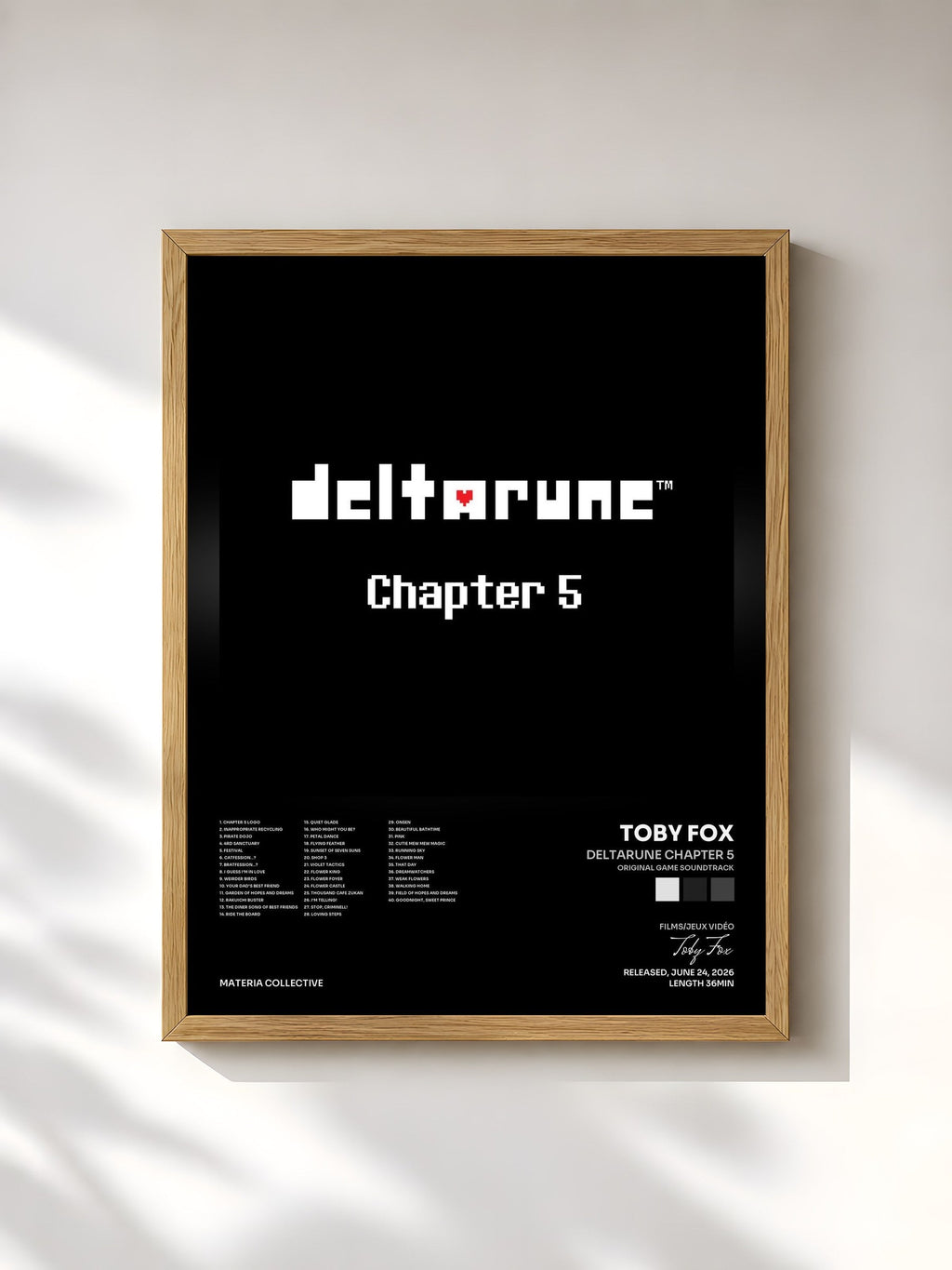 #bois Tableau de l'album DELTARUNE Chapter 5 (Original Game Soundtrack) de Toby Fox, cadre en bois brut, imprimé et encadré en France