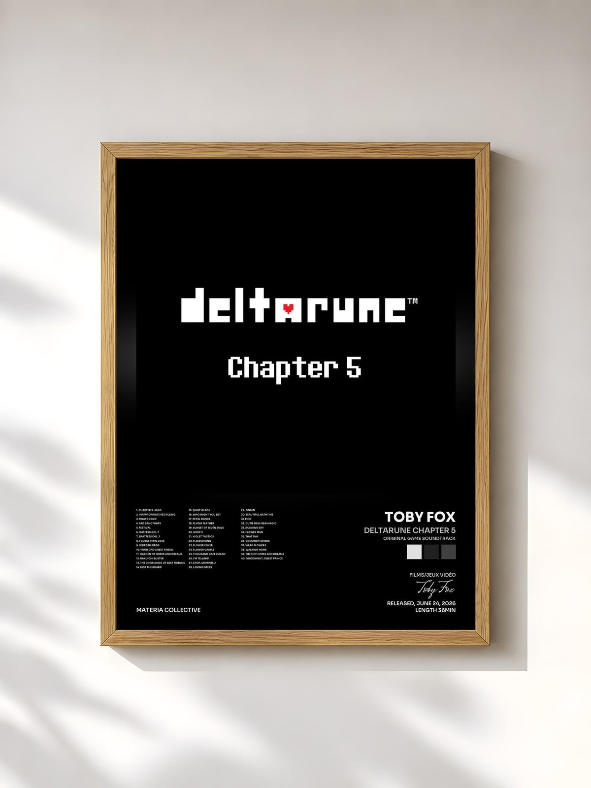 #bois Tableau de l'album DELTARUNE Chapter 5 (Original Game Soundtrack) de Toby Fox, cadre en bois brut, imprimé et encadré en France