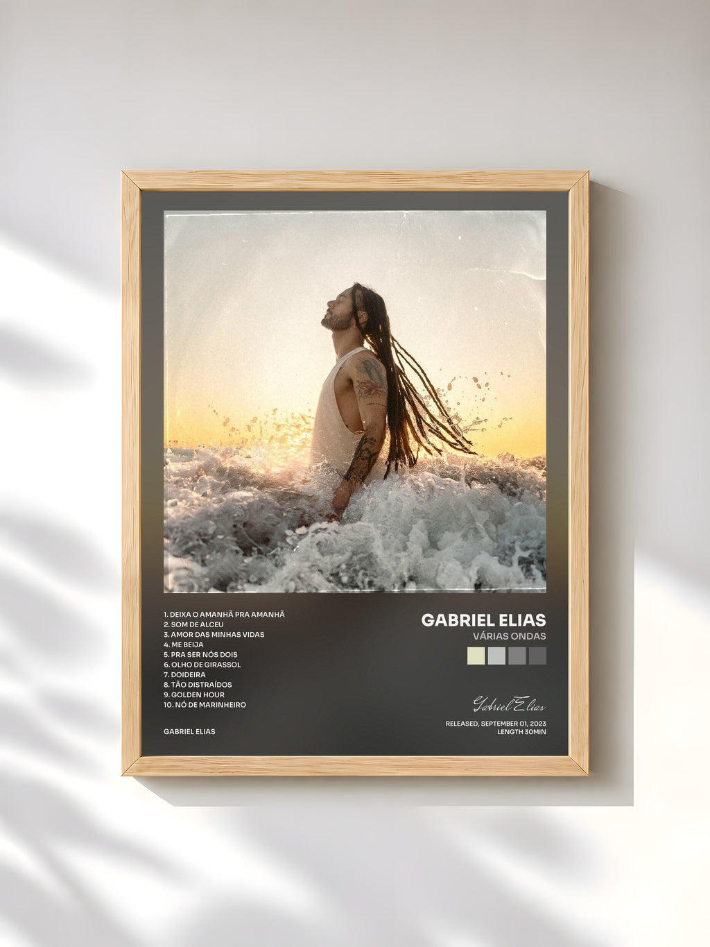 #bois Tableau de l'album Várias Ondas de Gabriel Elias, cadre en bois brut, imprimé et encadré en France
