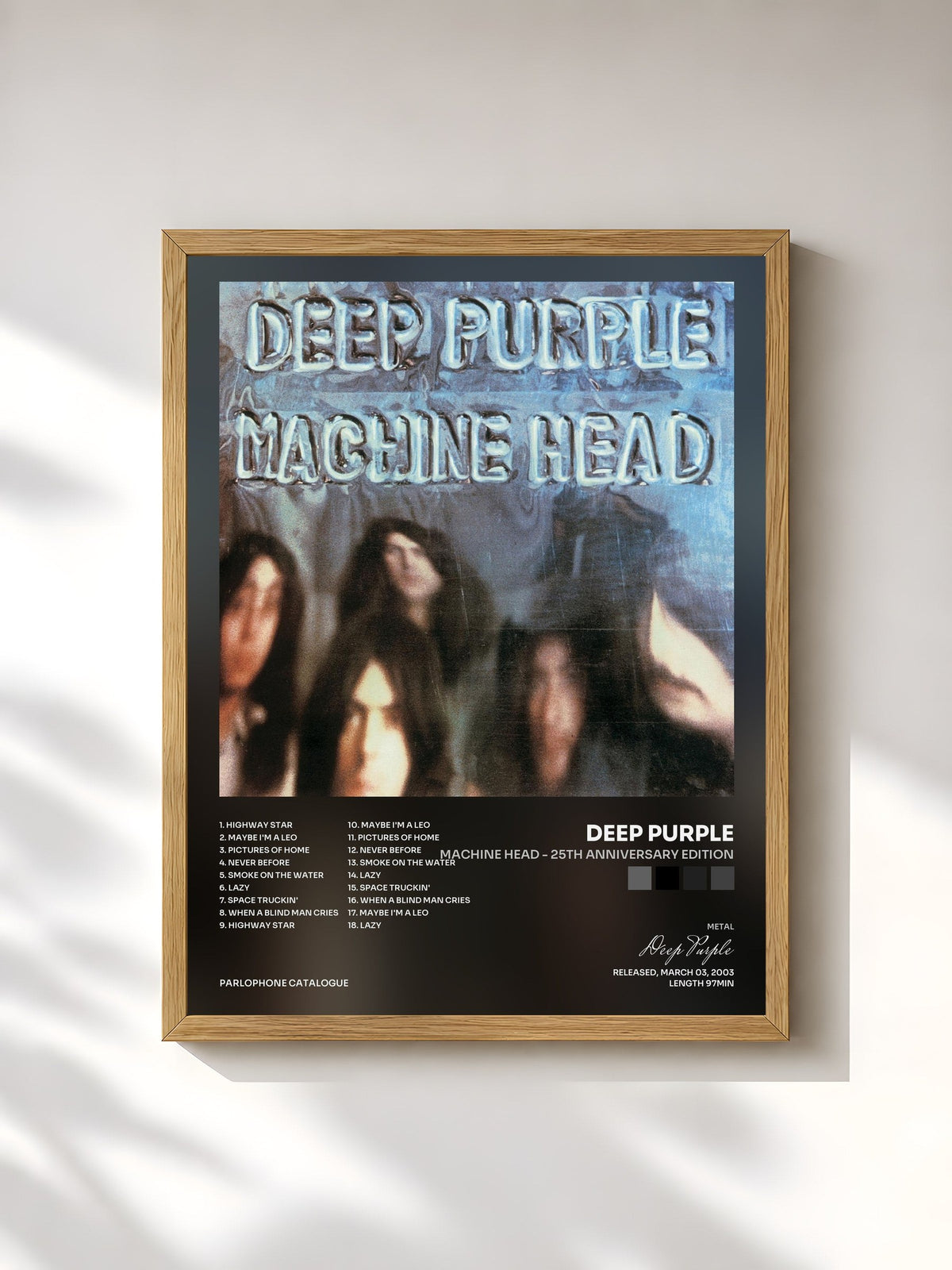 #bois Tableau de l'album Machine Head - 25th Anniversary Edition de Deep Purple, cadre en bois brut, imprimé et encadré en France