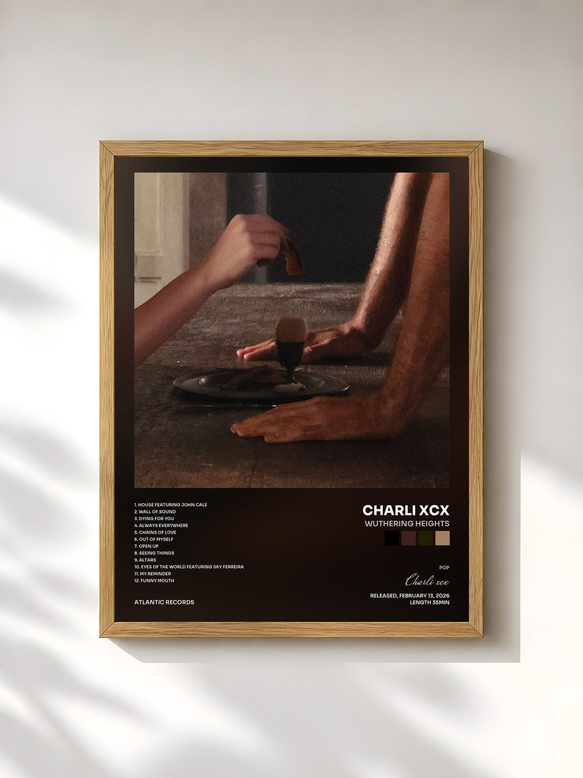 #bois Tableau de l'album Wuthering Heights de Charli xcx, cadre en bois brut, imprimé et encadré en France