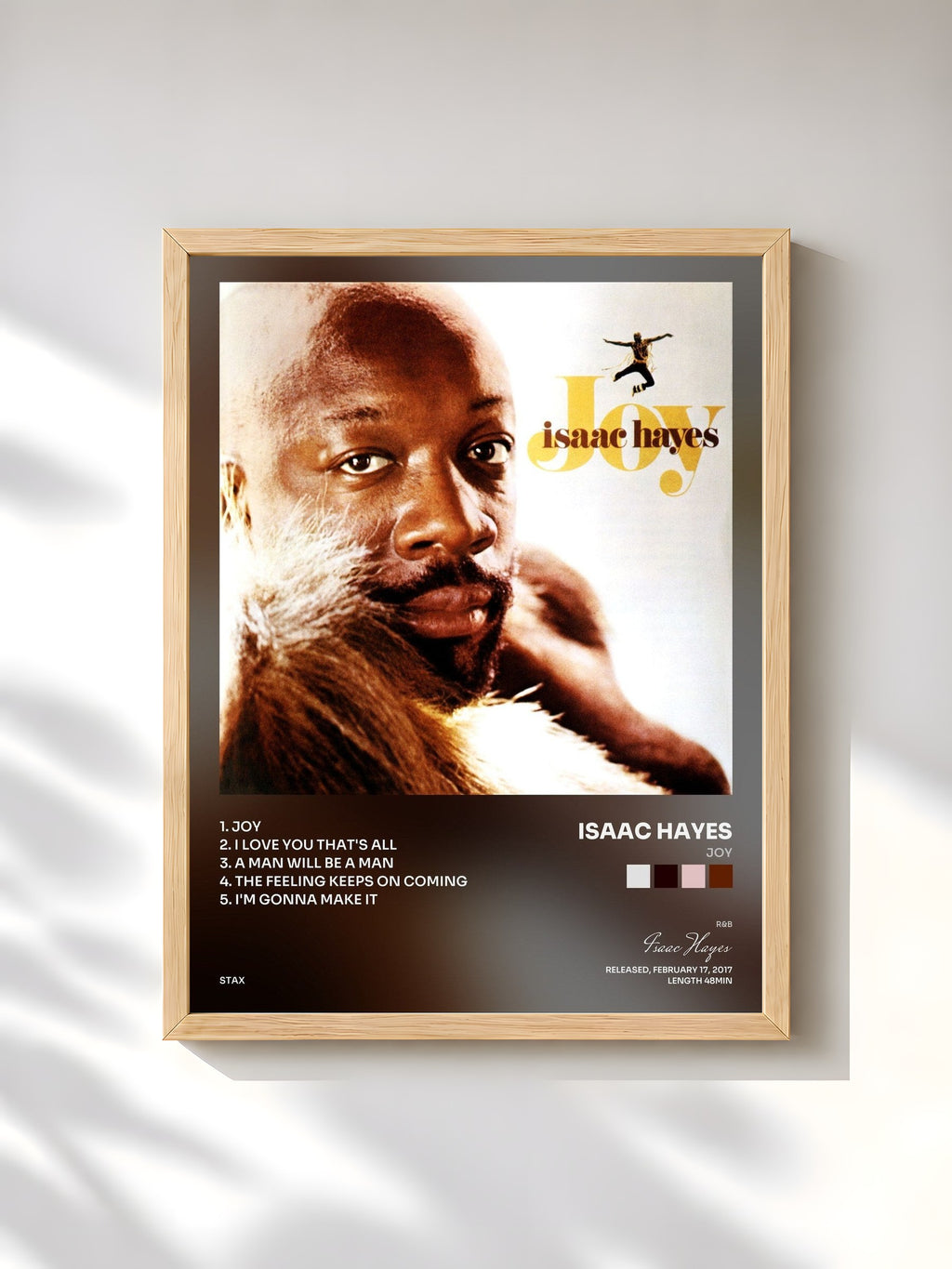 #bois Tableau de l'album Joy de Isaac Hayes, cadre en bois brut, imprimé et encadré en France