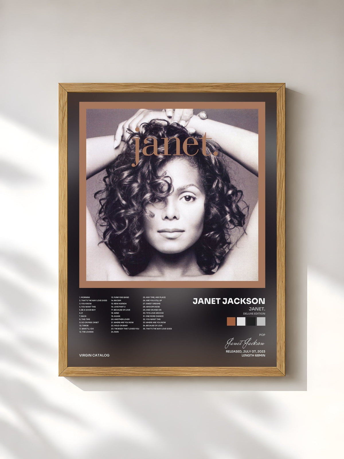 #bois Tableau de l'album janet. (Deluxe Edition) de Janet Jackson, cadre en bois brut, imprimé et encadré en France