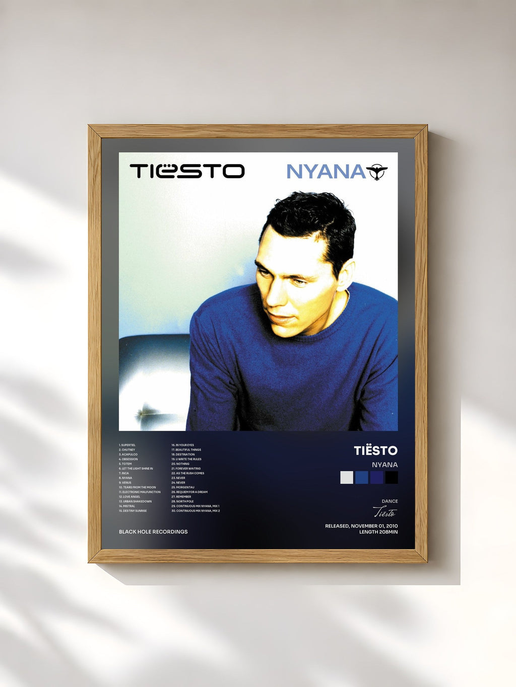 #bois Tableau de l'album Nyana de Tiësto, cadre en bois brut, imprimé et encadré en France