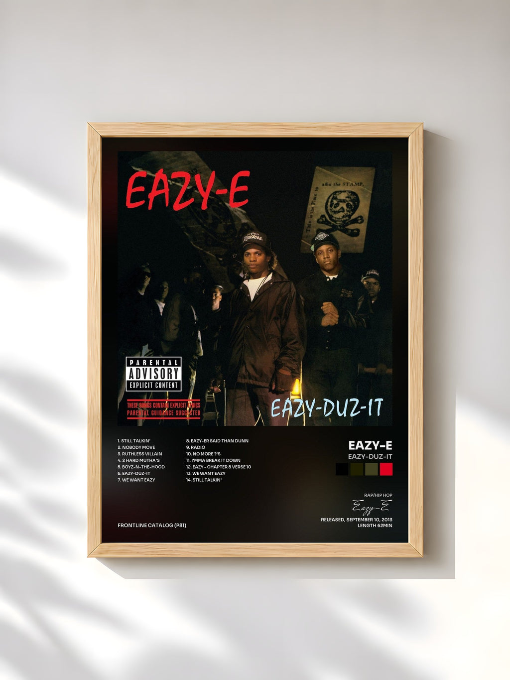 #bois Tableau de l'album Eazy-Duz-It de Eazy-E, cadre en bois brut, imprimé et encadré en France