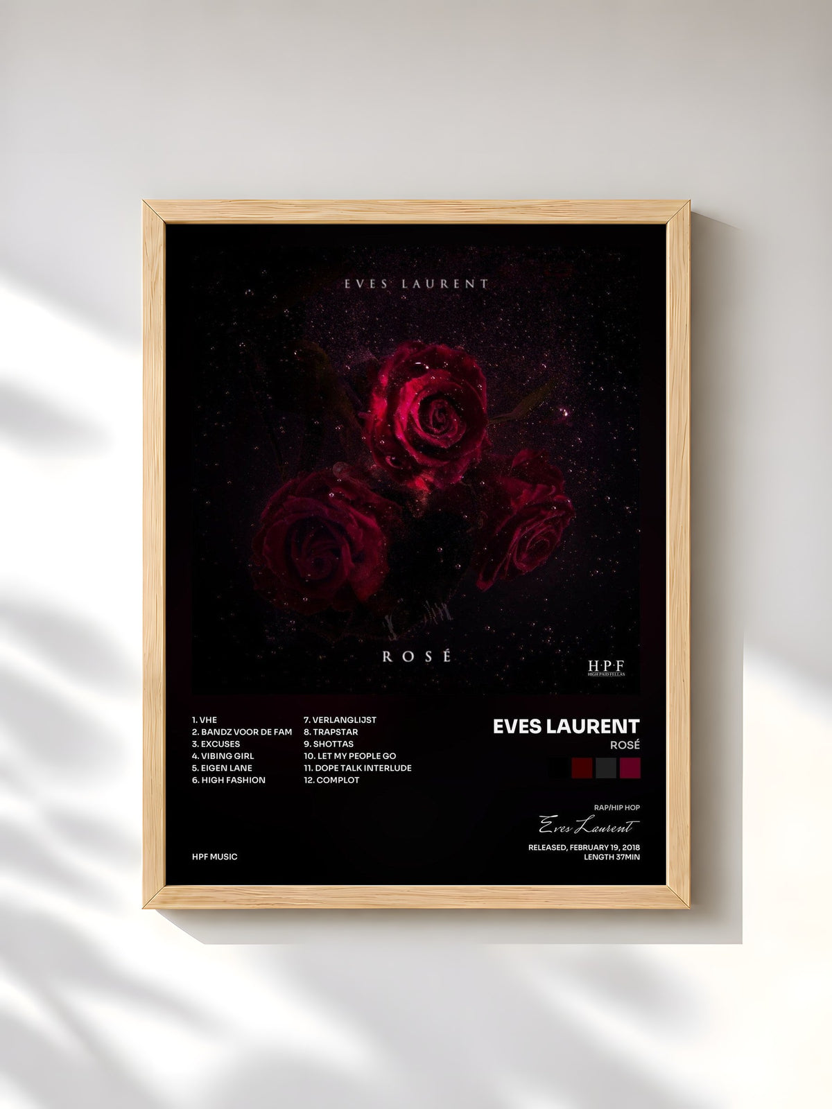 #bois Tableau de l'album Rosé de Eves Laurent, cadre en bois brut, imprimé et encadré en France