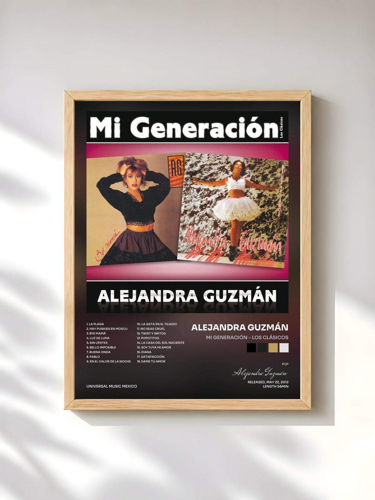 #bois Tableau de l'album Mi Generación - Los Clásicos de Alejandra Guzmán, cadre en bois brut, imprimé et encadré en France