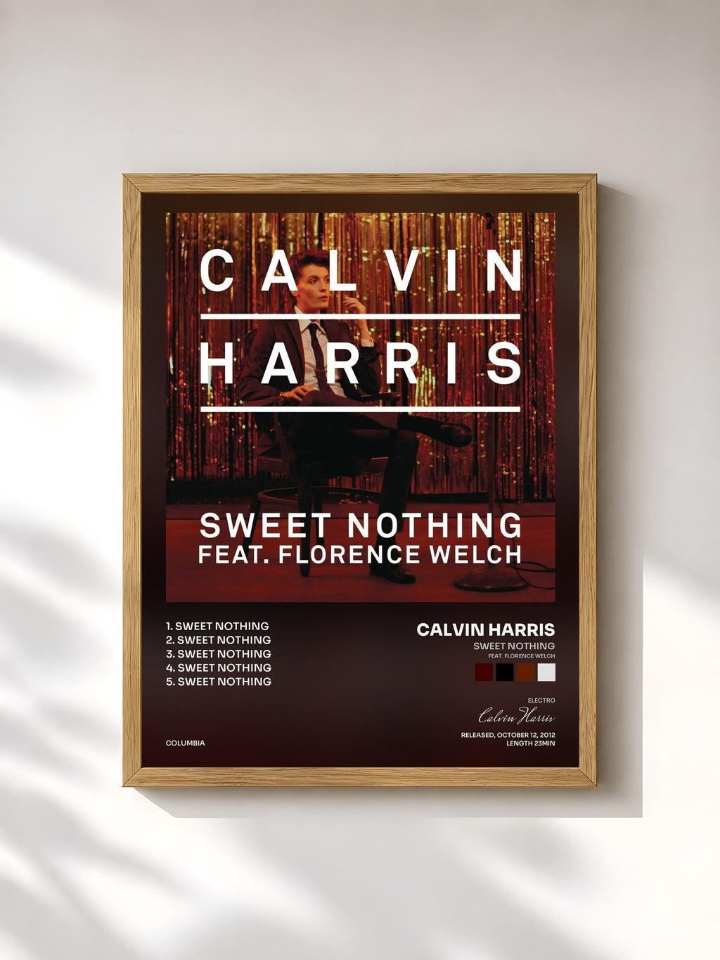 #bois Tableau de l'album Sweet Nothing (feat. Florence Welch) de Calvin Harris, cadre en bois brut, imprimé et encadré en France