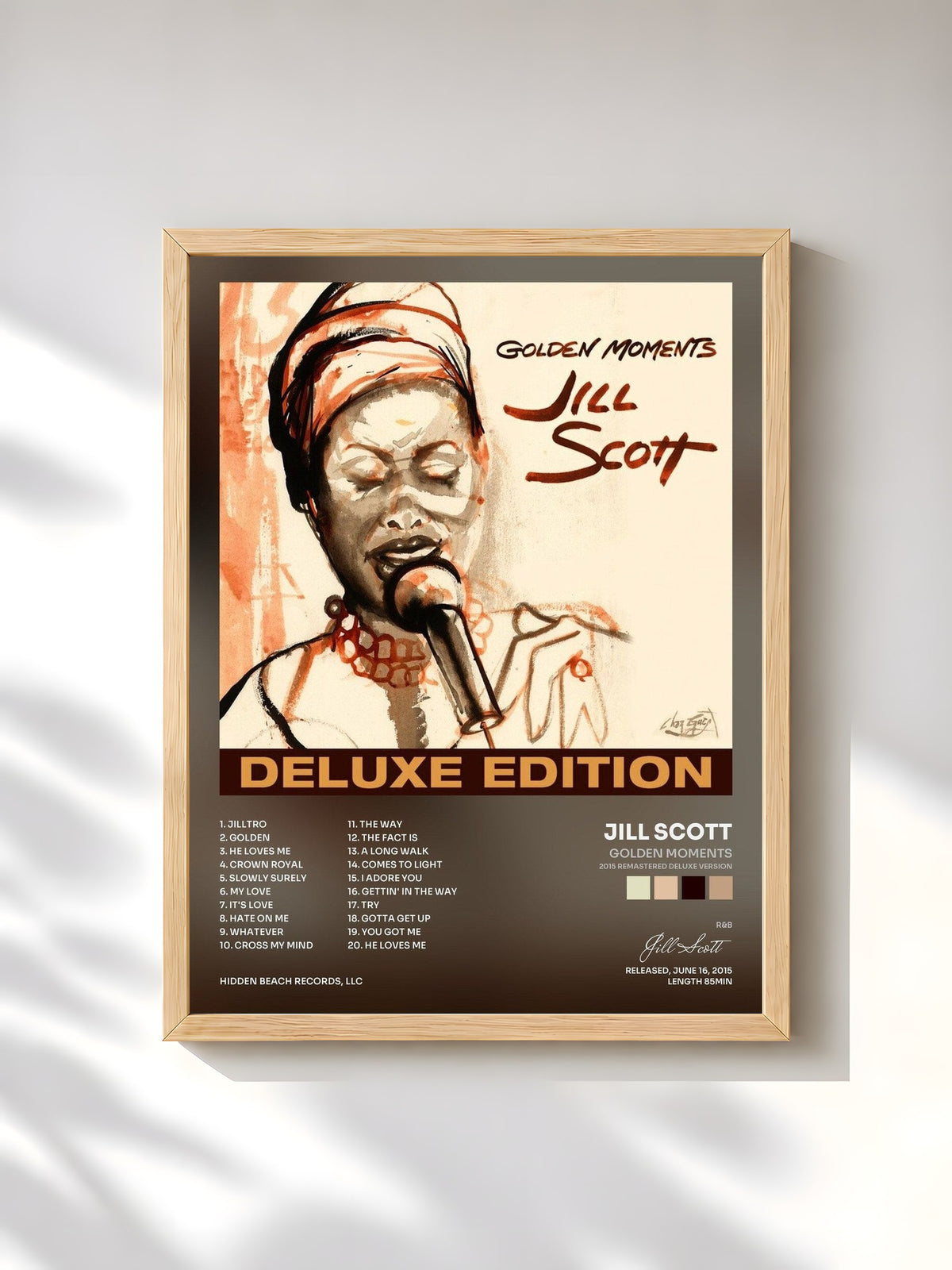 #bois Tableau de l'album Golden Moments (2015 Remastered Deluxe Version) de Jill Scott, cadre en bois brut, imprimé et encadré en France
