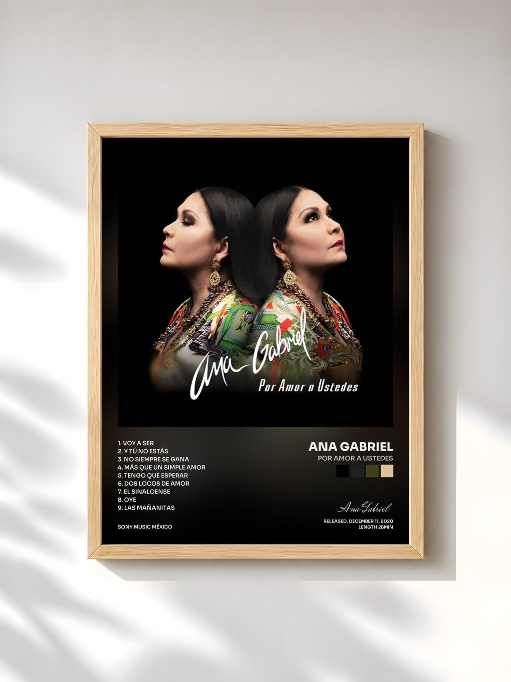 #bois Tableau de l'album Por Amor a Ustedes de Ana Gabriel, cadre en bois brut, imprimé et encadré en France