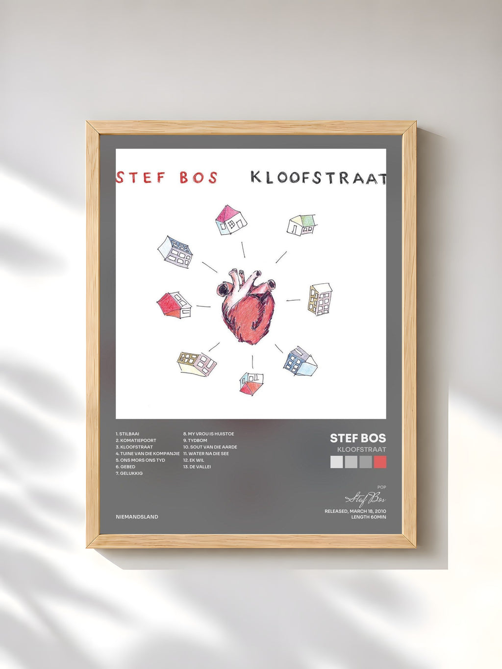 #bois Tableau de l'album Kloofstraat de Stef Bos, cadre en bois brut, imprimé et encadré en France
