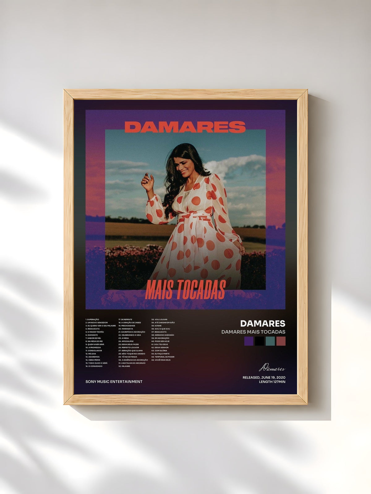 #bois Tableau de l'album Damares Mais Tocadas de Damares, cadre en bois brut, imprimé et encadré en France