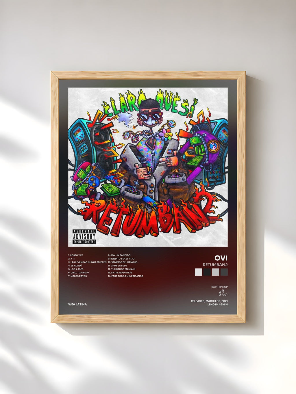#bois Tableau de l'album Retumban2 de Ovi, cadre en bois brut, imprimé et encadré en France