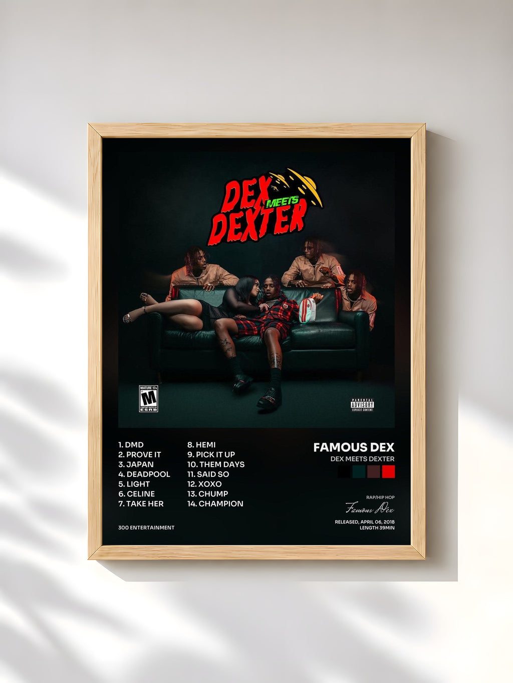 #bois Tableau de l'album Dex Meets Dexter de Famous Dex, cadre en bois brut, imprimé et encadré en France