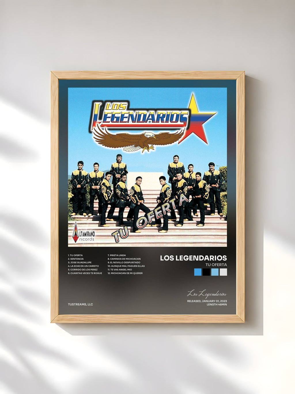 #bois Tableau de l'album Tu Oferta de Los Legendarios, cadre en bois brut, imprimé et encadré en France