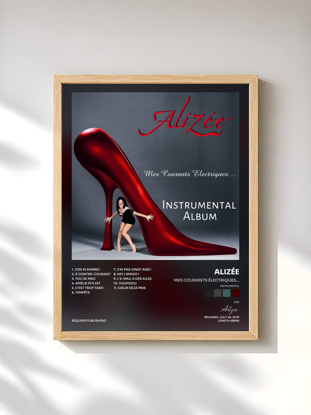 #bois Tableau de l'album Mes Courants Électriques... (Instrumental) de Alizée, cadre en bois brut, imprimé et encadré en France
