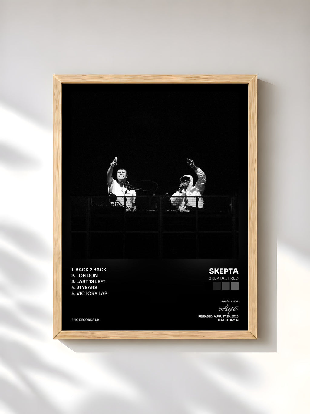 #bois Tableau de l'album Skepta .. Fred de Skepta, cadre en bois brut, imprimé et encadré en France