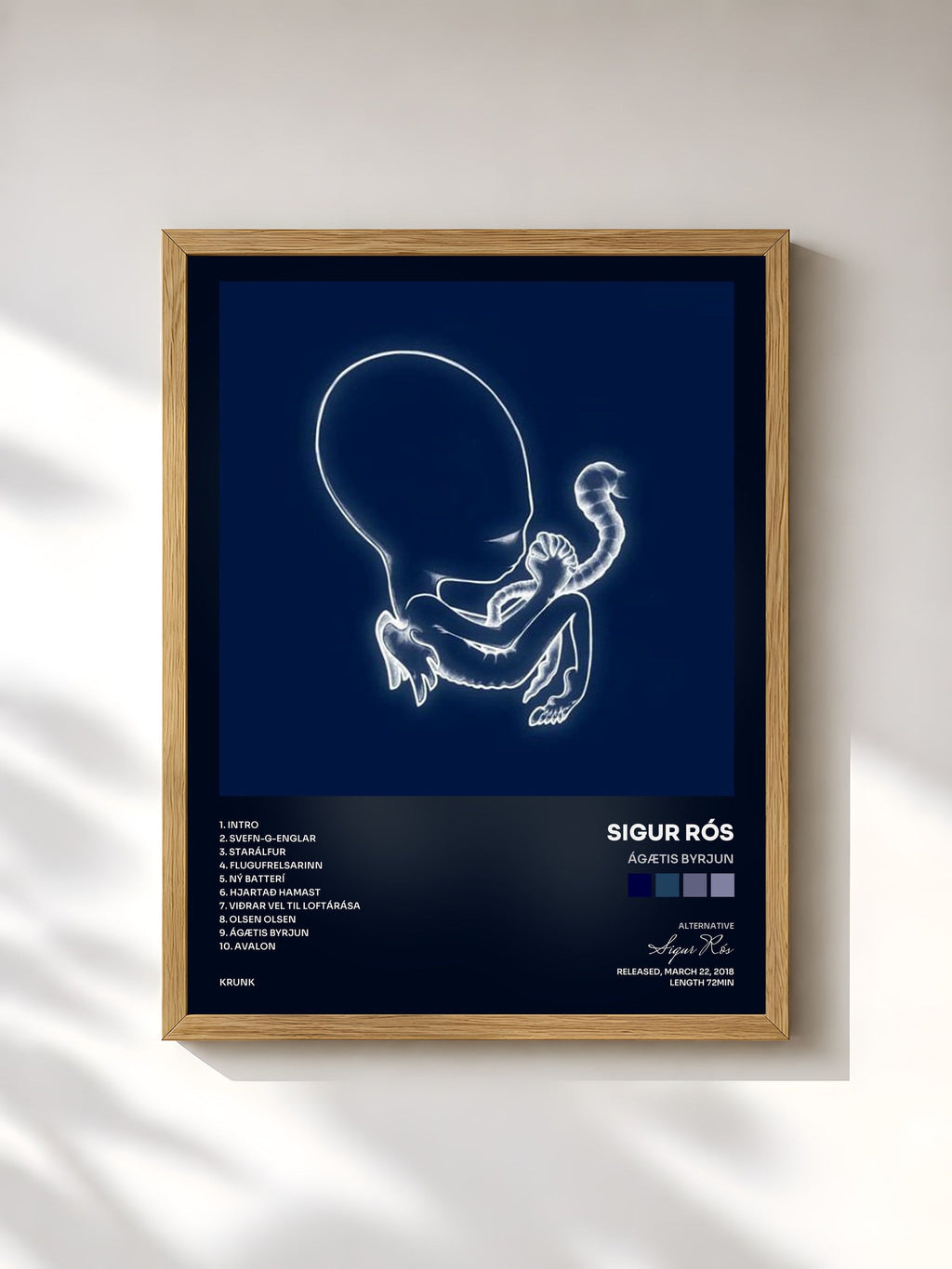 #bois Tableau de l'album Ágætis byrjun de Sigur Rós, cadre en bois brut, imprimé et encadré en France