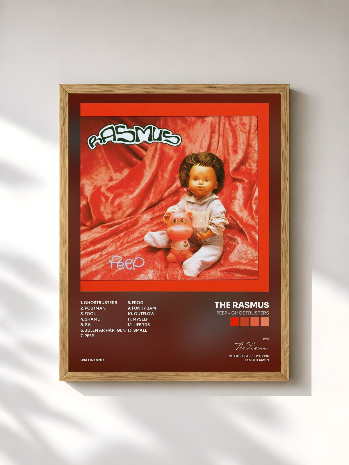 #bois Tableau de l'album Peep - Ghostbusters de The Rasmus, cadre en bois brut, imprimé et encadré en France