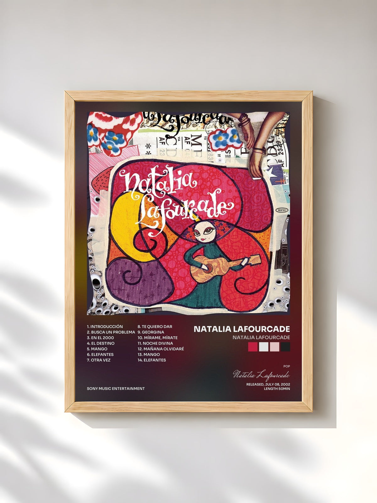 #bois Tableau de l'album Natalia Lafourcade de Natalia Lafourcade, cadre en bois brut, imprimé et encadré en France