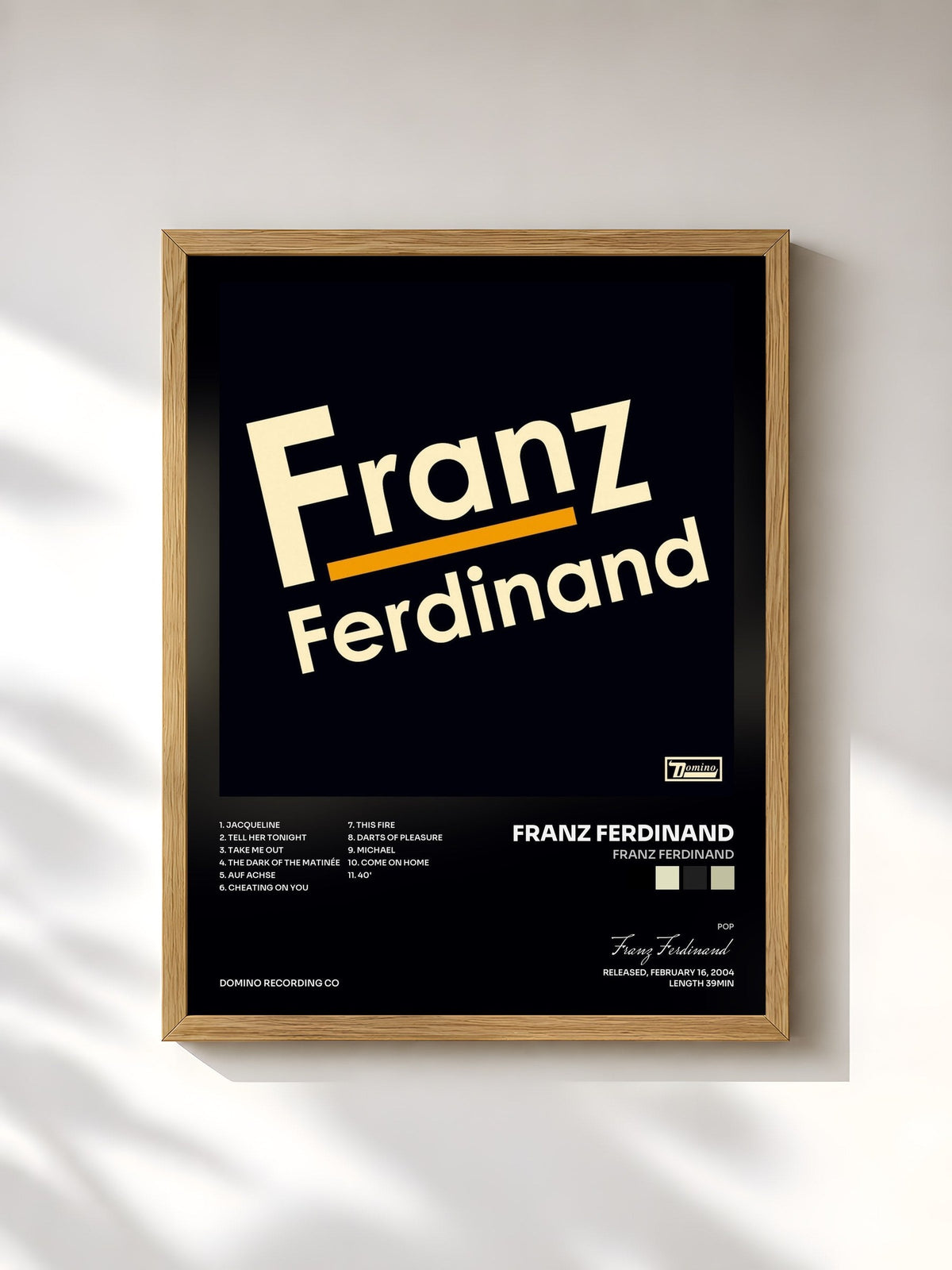 #bois Tableau de l'album Franz Ferdinand de Franz Ferdinand, cadre en bois brut, imprimé et encadré en France
