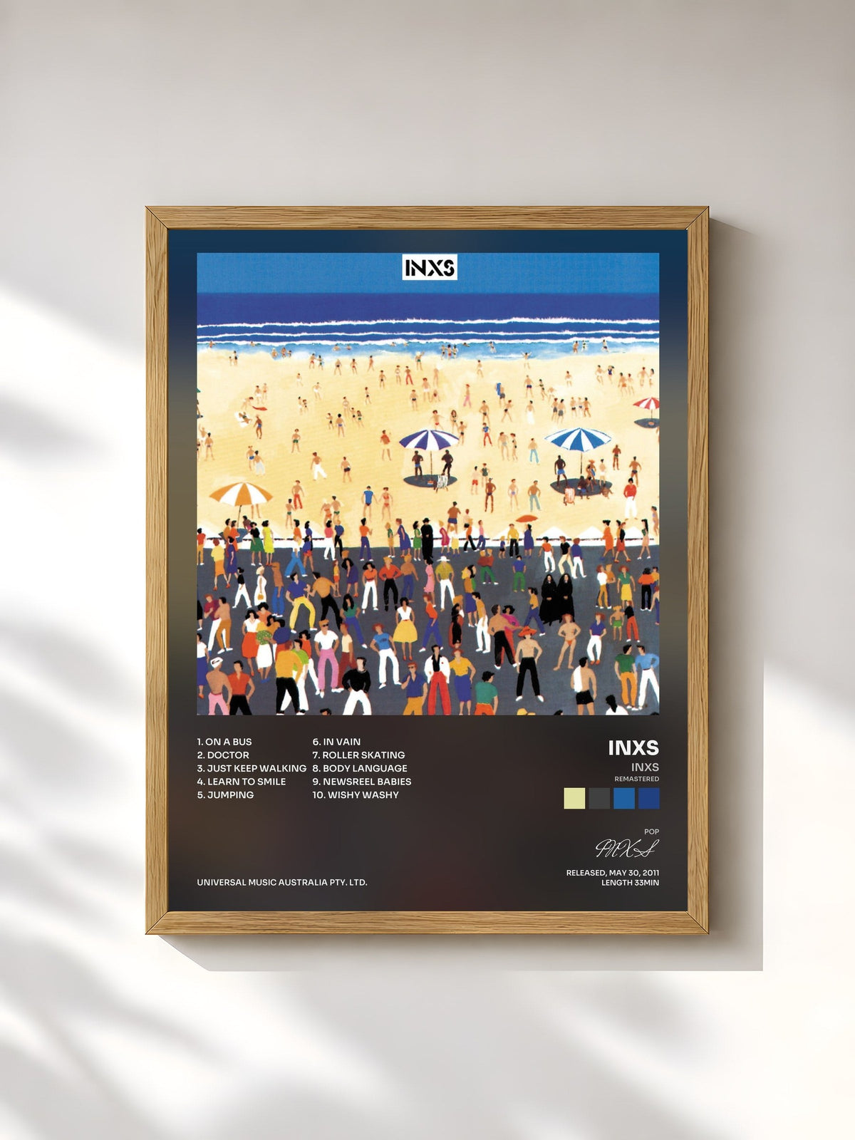#bois Tableau de l'album INXS (Remastered) de INXS, cadre en bois brut, imprimé et encadré en France