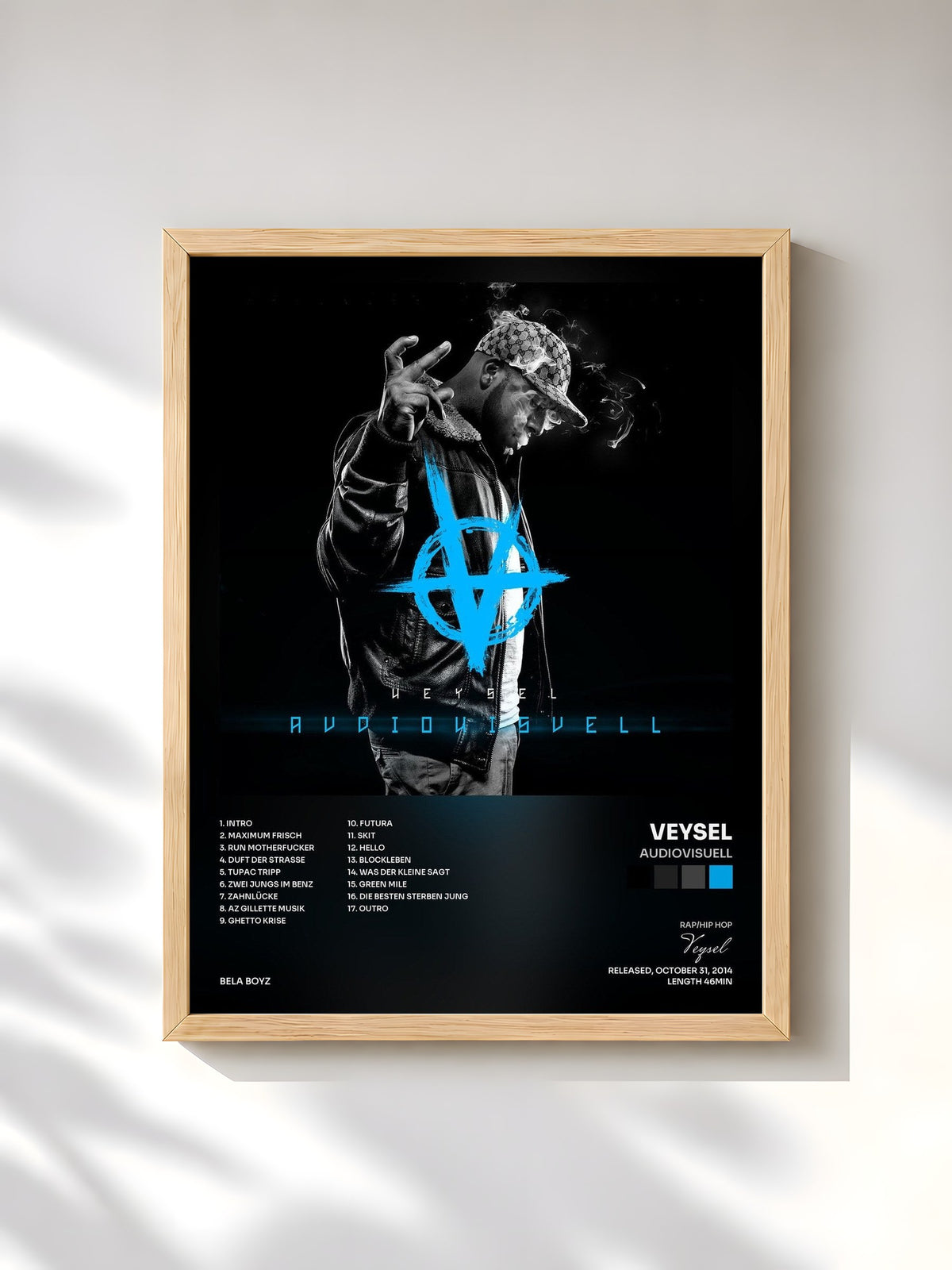 #bois Tableau de l'album Audiovisuell de Veysel, cadre en bois brut, imprimé et encadré en France