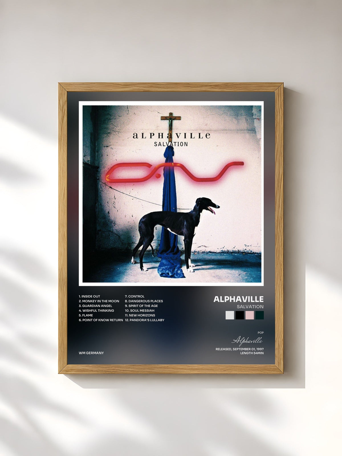 #bois Tableau de l'album Salvation de Alphaville, cadre en bois brut, imprimé et encadré en France