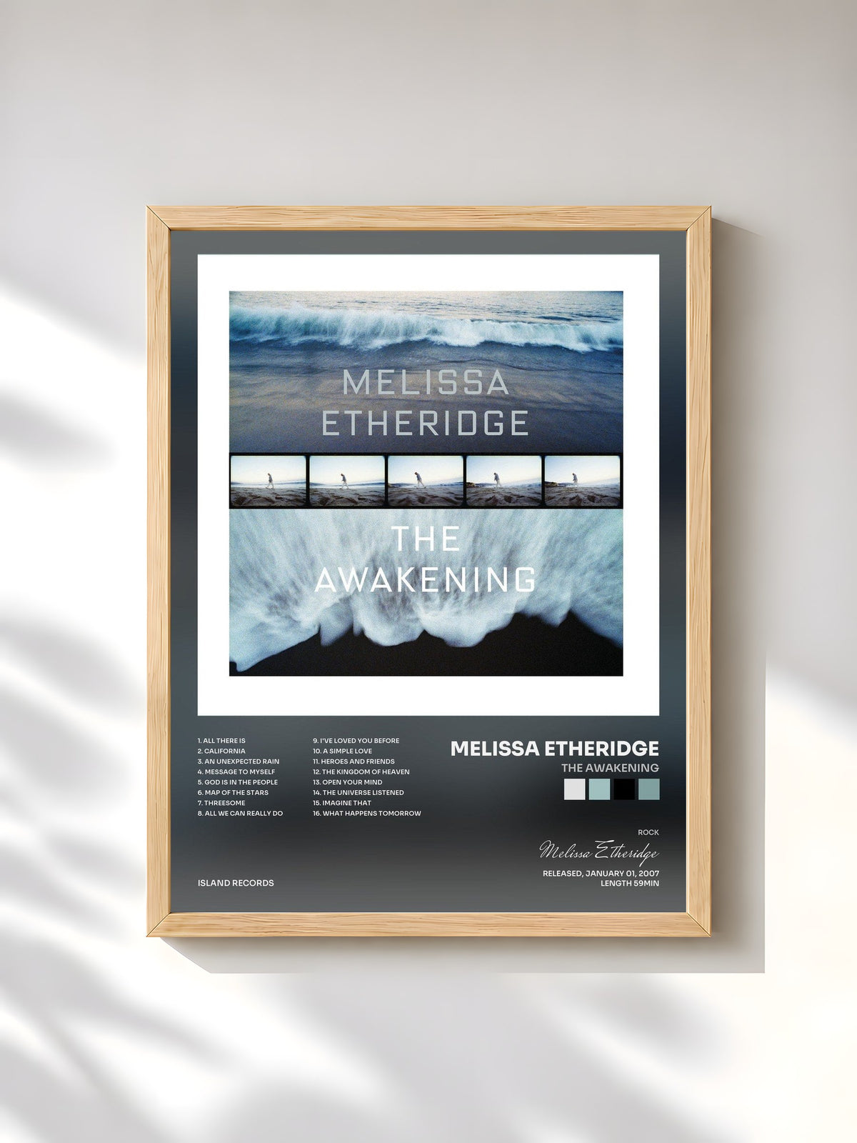 #bois Tableau de l'album The Awakening de Melissa Etheridge, cadre en bois brut, imprimé et encadré en France