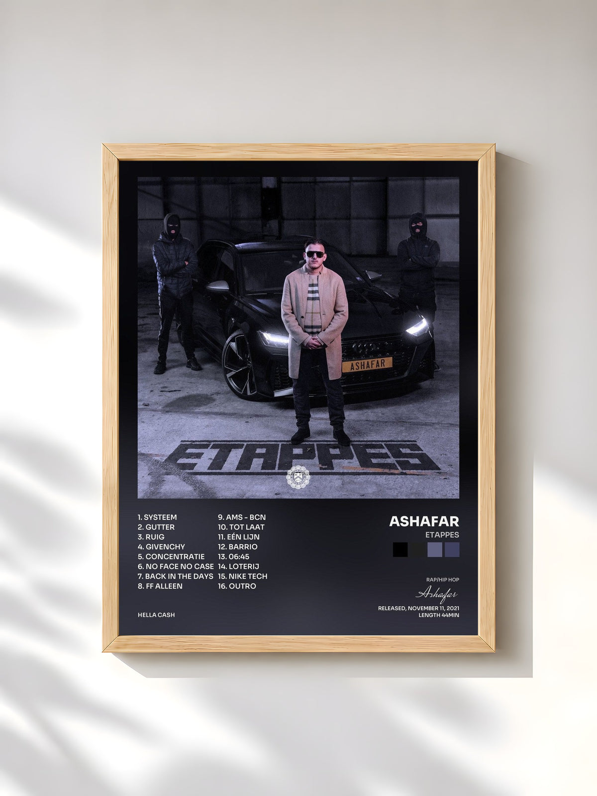 #bois Tableau de l'album Etappes de Ashafar, cadre en bois brut, imprimé et encadré en France