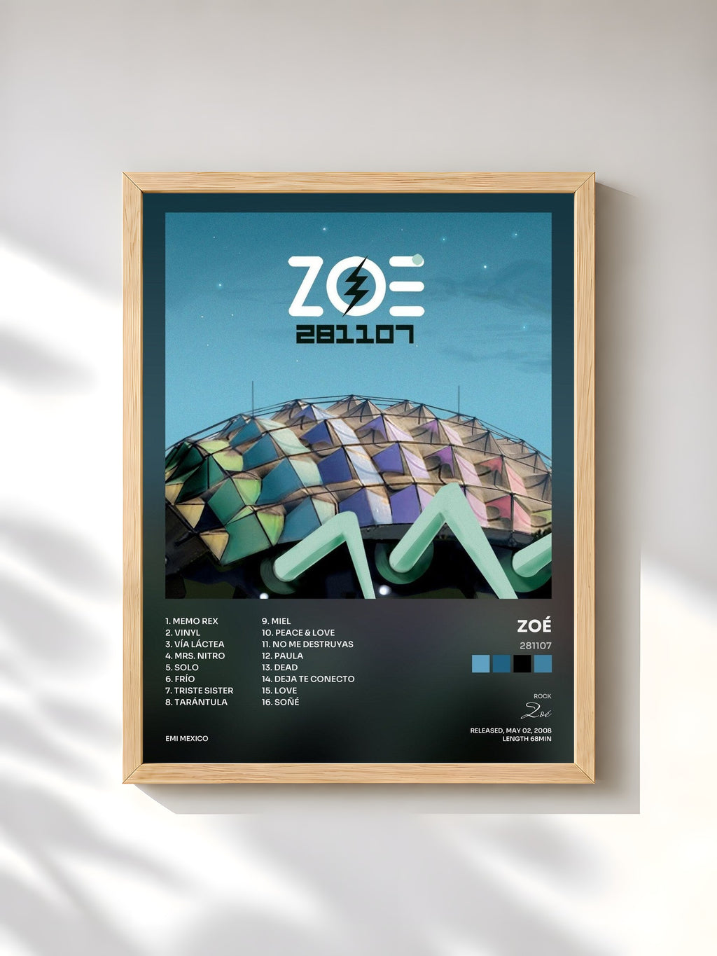 #bois Tableau de l'album 281107 de Zoé, cadre en bois brut, imprimé et encadré en France