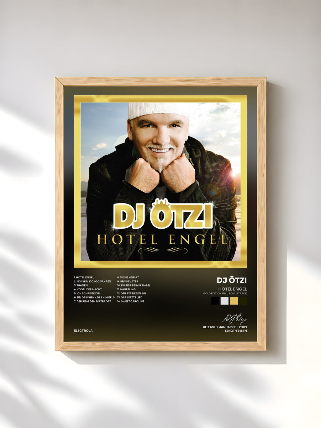 #bois Tableau de l'album Hotel Engel (Gold Edition inkl. Bonustrack) de DJ Ötzi, cadre en bois brut, imprimé et encadré en France