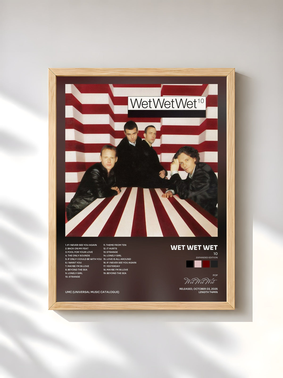 #bois Tableau de l'album 10 (Expanded Edition) de Wet Wet Wet, cadre en bois brut, imprimé et encadré en France