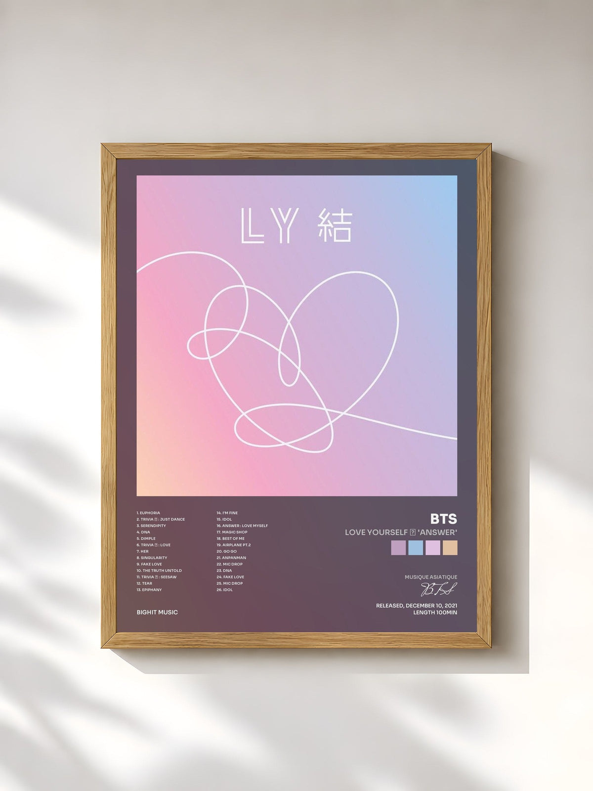 #bois Tableau de l'album Love Yourself 結 'Answer' de BTS, cadre en bois brut, imprimé et encadré en France