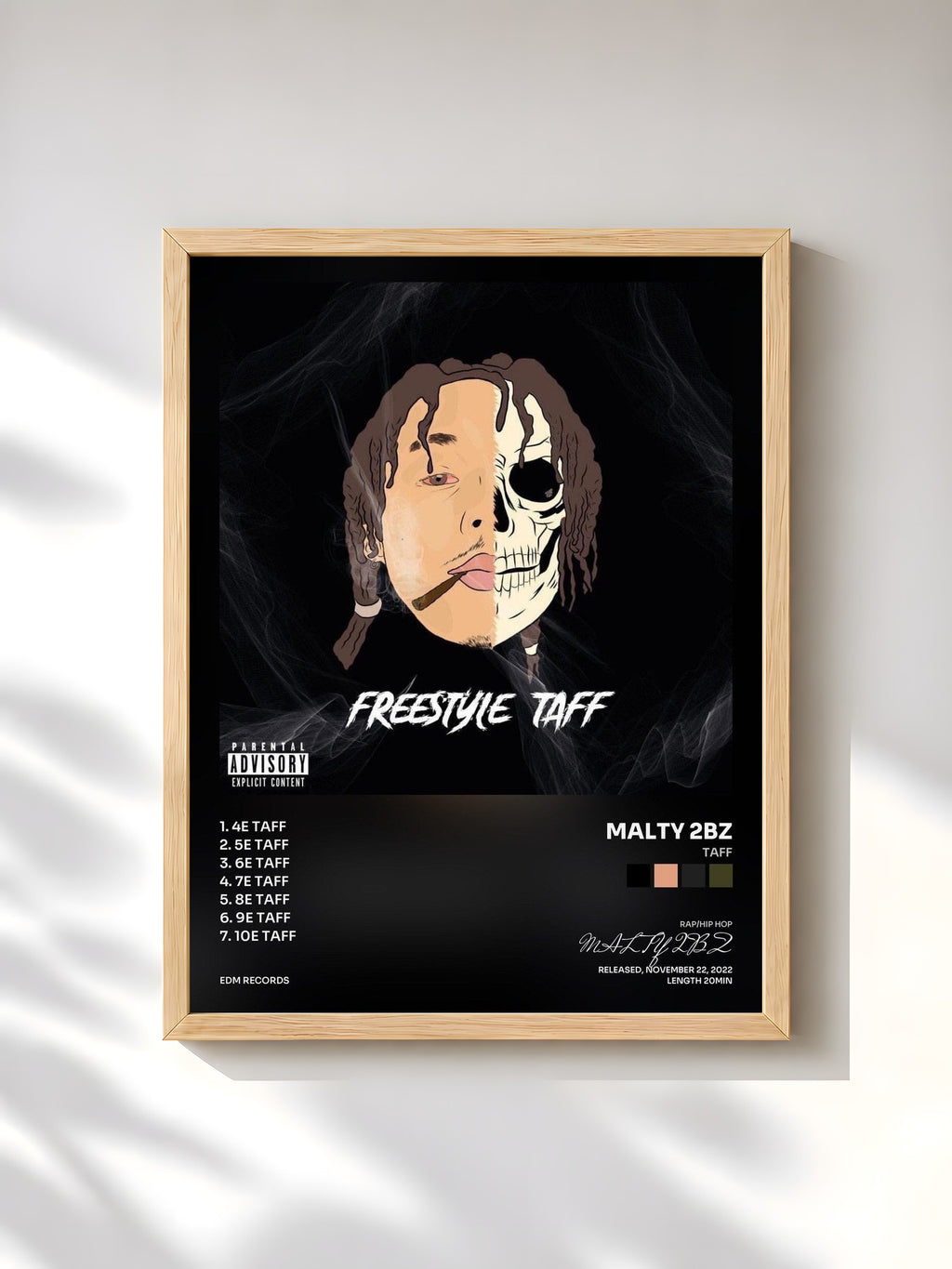 #bois Tableau de l'album Taff de MALTY 2BZ, cadre en bois brut, imprimé et encadré en France