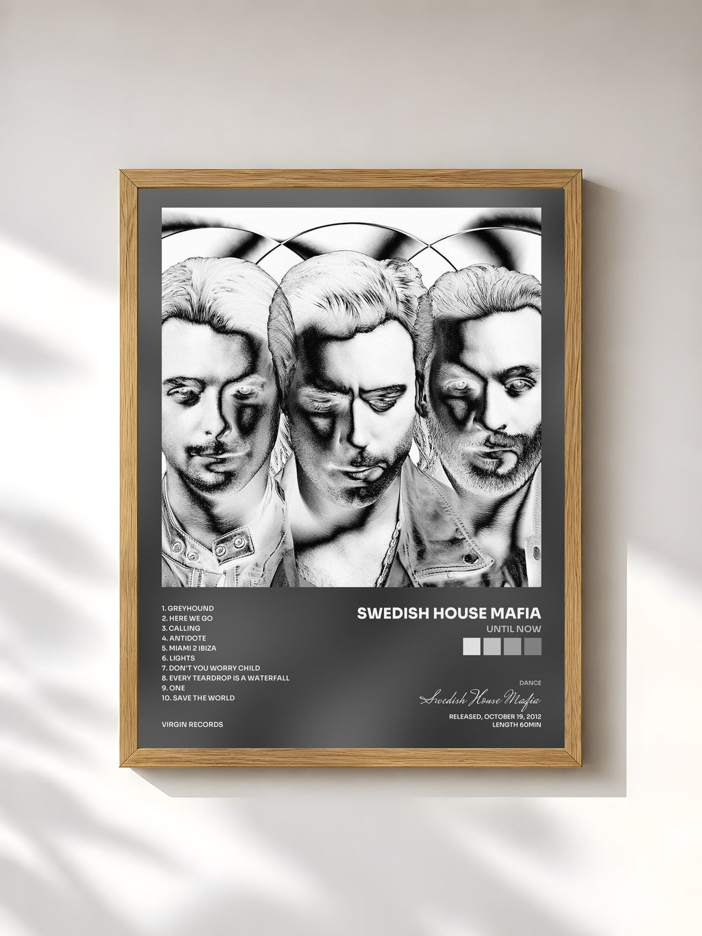 #bois Tableau de l'album Until Now de Swedish House Mafia, cadre en bois brut, imprimé et encadré en France
